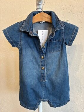 deux par deux Blue Denim Short-Sleeve One-Piece